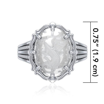 Dragon Sterling Silver Ring with Natural Clear Quartz TRI1724 - Jewelry